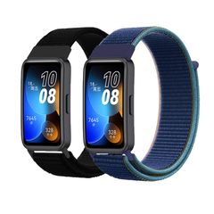 新品 band8対応交換バンド 2本セット ナイロン 調節可能 Huawei ファーウェイ バンド8 替えバンド ストレッチ [Sitengle] band8用ベルト シンプル 通気 軽量