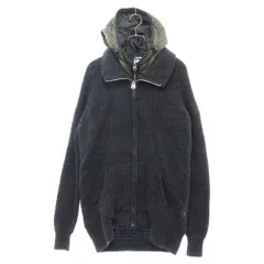 G-STAR RAW (ジースターロウ) Filler Hooded Cardigan Knit ナイロンフーデッド ニットカーディガン ジャケット ブラック/グリーンのサムネイル