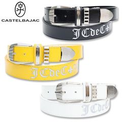 カステルバジャック ロゴ シルバー プリント ベルト 7235290124 ホワイト イエロー ブラック castelbajac ベルト 25SS