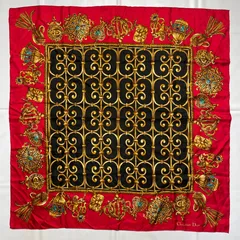2509-319｜美品｜ディオール スカーフ シルク レッド