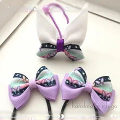 《3個セット》キッズ用❤︎ヘアゴム  蝶々柄（ライトパープルc）