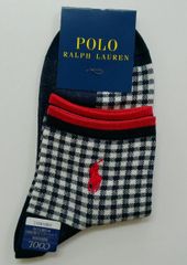 POLO RALPH LAUREN ポロ ラルフ ローレン ソックス くつ下 22～24cm ギンガムチェック ネイビーｘ赤ｘ白 未使用 0521 bhndu a202h0507