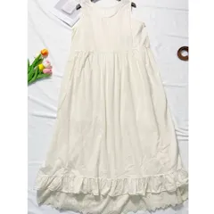 ☆ アイボリー ☆ ワンピース レディース konepiece31 ワンピース ノースリーブ 袖なし レディース 綿 コットン シンプル 無地 ミモレ丈 ミディアム ナチュラル カジュアル フリル インナーワンピース インナーワンピ コットン 綿麻