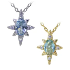 光芒星 CZスカイブルーダイヤモンドネックレス キュービックジルコニア シルバー925 プラチナ仕上 レディースアクセサリー ゴールド ジュエリー プレゼント
