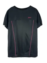 L ASICS asics(アシックス) ロゴ ショートスリーブジャージ 半袖T 黒