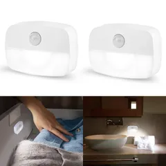 【数量限定】昼光色 人感センサー 室内 配線不要 ナイトライト フットライト 明暗光センサー 自動点消灯 足元灯 冷蔵庫照明 玄関 電池式 クローゼット センサーライト 室内ルームライト 小さい Led 電池別売り カバーなし(2個セット AmmToo 昼光色