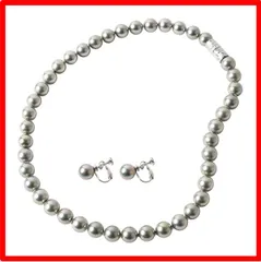 【送料無料 】DisplayLength: 38.0 センチメートル Style: グレー/イヤリングセット パールネックレス 【 日本製 花珠貝パール 】 マ