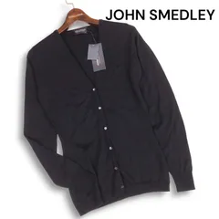 未使用★ 英国製 JOHN SMEDLEY ジョンスメドレー 秋冬 メリノウール100% ニット カーディガン Sz.S レディース 黒