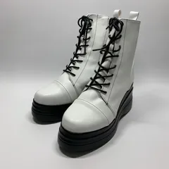 未使用に近い〇 YOSUKE ヨースケ 厚底 レースアップ ショートブーツ 4460037 ホワイト L 24 24.5