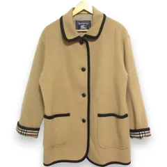 美品 BURBERRYS バーバリーズ ヴィンテージ 裏地ノバチェック ウール×カシミヤ ステンカラーコート 大きいサイズ 15号 ベージュ系 レディース 古着 中古 USED