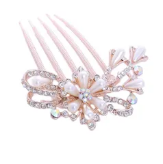 ［ドナリー］簪 櫛かんざし 髪飾り ヘアピン ヘッドドレス 髪留め ゴールド ウェディング パール ビジュー フォーマル 結婚式 披露宴 花嫁 着物 成人式 入学式 子供 発表会 普段使い レディース (リボン/ホワイトパール) [リボン/ホワイトパール]