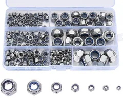 【在庫処分】M12ナイロンナット M10 ナイロンロックナット M8 304ステンレス鋼 M6 止めナット M5 M4 六角ヘッド M3 ナット ナット ナイロンインサートセルフロック ロック ナイロン 車、自転車、機械 六角ロックナット 交換パーツ 165個