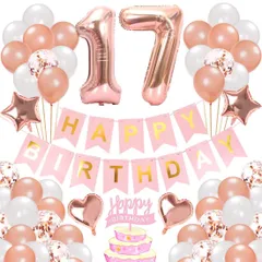 【数量限定】風船セット 飾り付け 数字バルーン 組み合わせ 「HAPPY BIRTHDAY」ランド 誕生日 ハート風船 紙吹雪風船 ドットシール 17歳 装飾 パーティー お祝い サプライズ 64枚 シルバー＆ブラック 男の子 女の子