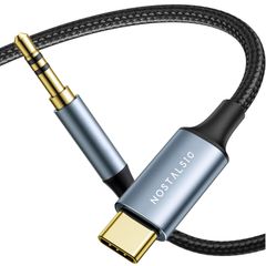 【迅速発送】NOSTALSIC USB C to 3.5 mm 変換 AUX ケーブル オーディオアダプタ DAC搭載 24bit/96KHz対応ナイロン編み iPhone15 16 シリーズ/iPad Pro/Android/Type Cなどの機器に対応 (