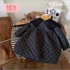 【2024秋新作】 10%割引対象 韓国子供服 韓国こども服 キッズ コート アウター ダウンコート ロング 大判襟 ビック 襟 キルティング 100cm〜120cmリトルブルーム