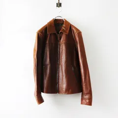 【メンズ】コーチ COACH カウレザージップアップブルゾン XS ブラウン┃//本革 牛革 ジャケット 上着【2400014607789】のサムネイル