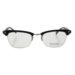 ビージェイクラシックコレクション BJ CLASSIC COLLECTION S-801 ブロー ＆ テンプル ウェリントン メガネ 眼鏡 ブラック系 シルバー系 51□19-140【中古】