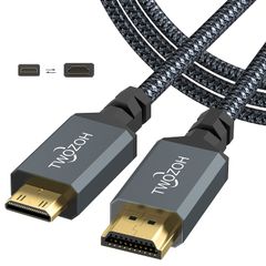 Mini HDMI to HDMIケーブル Twozoh 2M 4K 60Hz UHD Mini-HDMIオス-HDMIオス変換ケーブルHDMI ケーブル タイプC (HDMIミニ)