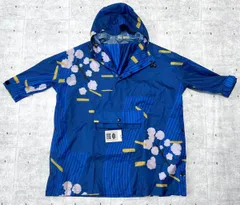 新品 定価9240円 RAINKISS ポンチョ 半袖 パーカー レインキス　　花柄 防水 サイドスリットボタン Japanese Blossom kids 玉9845 レインコート レインウェア