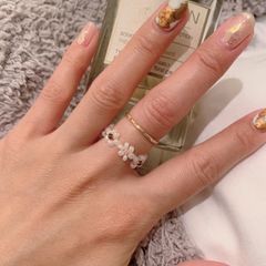 ビーズ リング ビーズアクセサリー 指輪 花 ホワイト ピンク 