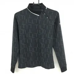 【超美品】タイトリスト 襟付き長袖シャツ 黒×グレー 総柄 肩スナップボタン レディース M ゴルフウェア TITLEIST