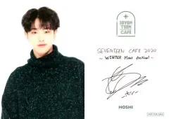 【中古】コレクションカード(男性) SEVENTEEN/HOSHI(ホシ)/裏面印刷サイン入り/「SEVENTEEN CAFE 2020 ～WINTER Meat Festival～」事前予約特典カフェオリジナルカード