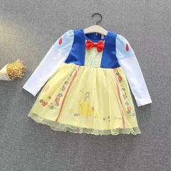 長袖　白雪姫ワンピース　ディズニー衣装　コスチュームワンピース　ハロウィン仮装　キッズクリスマスプレゼント　女の子　お誕生日プレゼント　ハロウィンイベント衣装