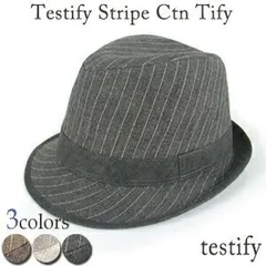 ストライプ柄ハット（中折れ帽子）　ピンストライプ　グレー