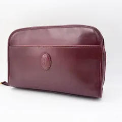 カルティエ マストライン セカンドバッグ クラッチバッグ カーフレザー 本革 ボルドー ワインレッド 赤 レディース ゴールド金具 