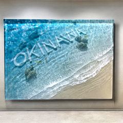 <レジン厚盛り傾斜ボード>  超立体  沖縄の海 レジンアートボード　美ら海　オーシャンアート　N014