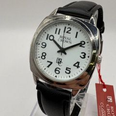 ◎ 【✨新品未使用✨】定価2,980円　ROYALCROWN ロイヤルクラウン　RC 腕時計　watch 高級　ブランド　アンティーク　ヴィンテージ　時計　おしゃれ　かわいい　メンズ　紳士　silver 銀　BLACK 黒　収集　コレクター　美品　タグ付き