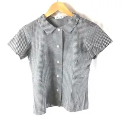 アニエスベー Agnes b ブラウス ギンガムチェック 半袖 替えボタン付き 黒 白 2025092100184