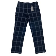 定価86,900円 COMME des GARÇONS HOMME PLUS パンツ PN-P028 NAVY GARCONS PANTS コムデギャルソンオムプリュス チェックパンツ ネイビー 紺 秋冬素材 ウールパンツ 起毛 チェック柄