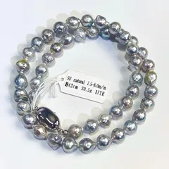 SV 天然 AKOYA ナチュラル 無調色 アコヤパール バロック ネックレス ナチュラルグレイ 7.5-8mm 天然 本真珠 レディース アクセサリー 新品 ota27273r61001