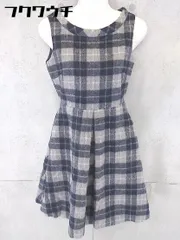 ◇ WILLSELECTION ウィルセレクション チェック ノースリーブ ミニ ワンピース サイズS ネイビー グレー レディース 【中古】 【1102090015298】
