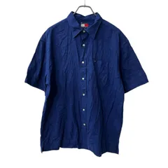 TOMMY HILFIGER 半袖シャツ L ネイビー トミーヒルフィガー 古着卸 アメリカ仕入 a708-5261