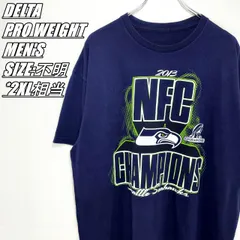 【US古着】DELTA PRO WEIGHT　デルタ プロウェイト　NFL　シアトルシーホークス　プリントTシャツ　メンズ　サイズ表記不明　2XL相当　ネイビー