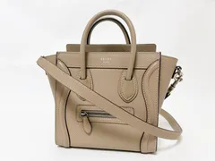 CELINE セリーヌ ラゲージ ナノ ショッパー ハンドバッグ ショルダーバッグ 2WAY レザー ベージュ DUNE 168243 LUG 03UN
