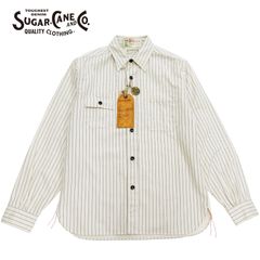 フィクションロマンス FICTION ROMANCE シュガーケーン  Sugar Cane ウォバッシュストライプ ワークシャツ SC27076 メンズ 長袖シャツ ガチャポケ 東洋エンタープライズ 生成401A 新品