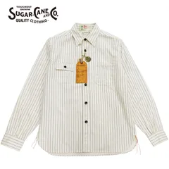 フィクションロマンス FICTION ROMANCE シュガーケーン  Sugar Cane ウォバッシュストライプ ワークシャツ SC27076 メンズ 長袖シャツ ガチャポケ 東洋エンタープライズ 生成401A 新品