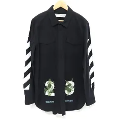 #anc オフホワイト Off-White 長袖シャツ L 黒 マリファナ柄 メンズ [918508]のサムネイル