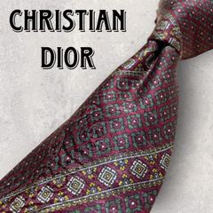Christian Dior ディオール アート柄 パネル柄 ネクタイ ワインレッド
