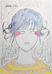 Akihiko Mihara, Salon d'Automne selected artist, original drawing [girl], female portrait, figure painting, small piece, painting, fine art, interior art, original artwork, miscellaneous goods, contemporary art, pencil drawing, brush pen art, portrait of a beautiful woman, ink painting, kids, illustration, interior coordination