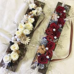 さら様専用☆プリザ＆ドライフラワー フラワーボード 2点セット レッド＆ホワイト