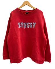 ステューシー STUSSY 90s OLD STUSSY 赤 長袖 ロゴ トレーナー USA製 XL スウェット レッド LLサイズ 101MT-3824