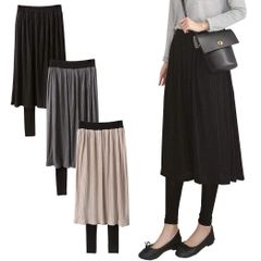 Size:Free Size_Color:ブラック [バイドリーム] レギンス付きプリーツスカート スカッツ 10分丈 フレア ミディ丈 一体型 スカート付き レディース ファッション ボトム レギンス スパッツ Freeサイズ (ブラック)