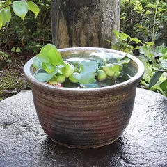 nana骨董大壺 甕 手洗い鉢 メダカ鉢 焼き物 釉薬流れ - 陶芸