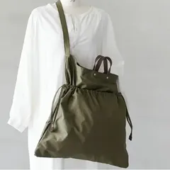 【再入荷 新品】タイドウェイ TIDEWAY トートバッグ ショルダーバッグ ワンハンドルバッグ 斜め掛けバッグ 巾着バッグ CHINO 2WAY TOTE L 大容量 B4収納 A4収納 Lサイズ キャンバス コットン 綿 NUME ヌメ カーキ