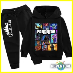 フォートナイト 長袖 パーカー 100 110 120 130 140 150 160 黒ブラック セットアップ 上下セット 男の子 ゲーム 服 キッズ 子供 FORTNITE PB081 f4