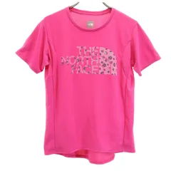 THE NORTH FACE ノースフェイス 花柄ロゴプリント 半袖 Tシャツ M ピンク NTW11291 アウトドア メッシュ レディース 古着
